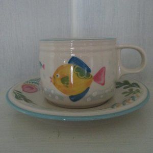 Set of 4 Barrier Reef Cup & Saucers by Studio Nova Fish Seashells